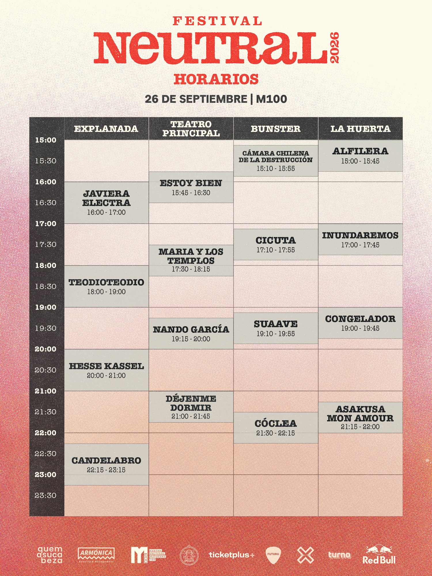 Festival Neutral 2026: Revelan los horarios